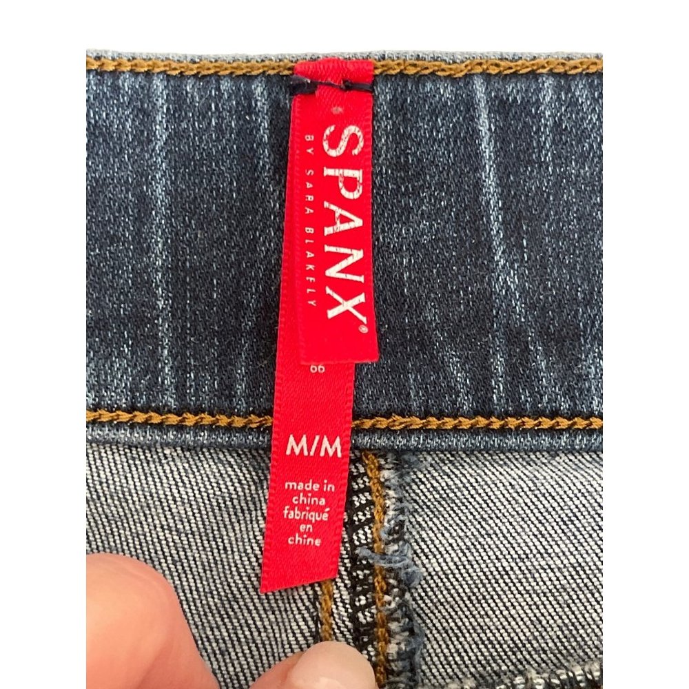 Spanx Distressed Ankle Skinny Jeans Medium Wash Pull On Size‎ M 20203R $98 - Picture 9 of 12